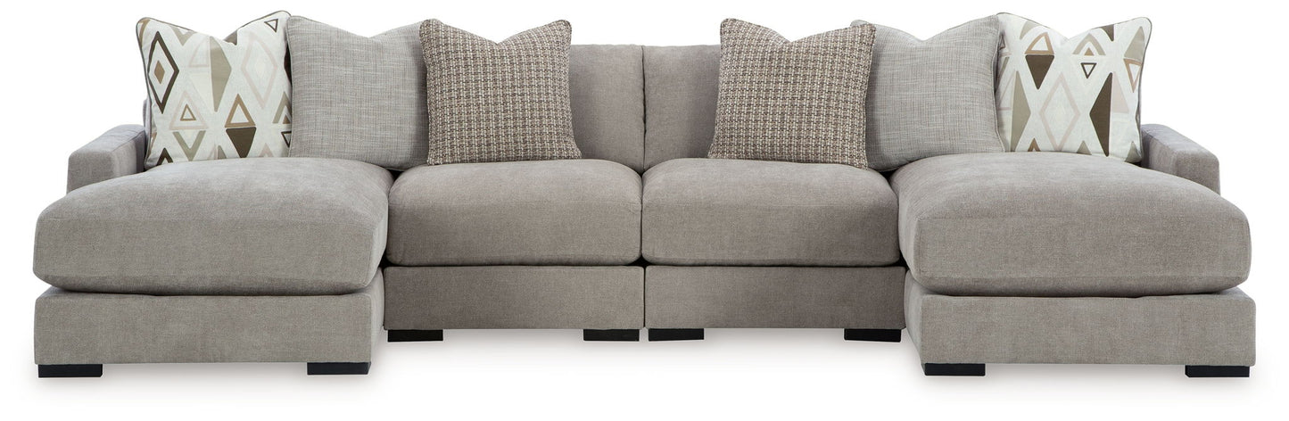 Aslan Court - Sectional With Ottoman Set - Hornell Furniture Outlet