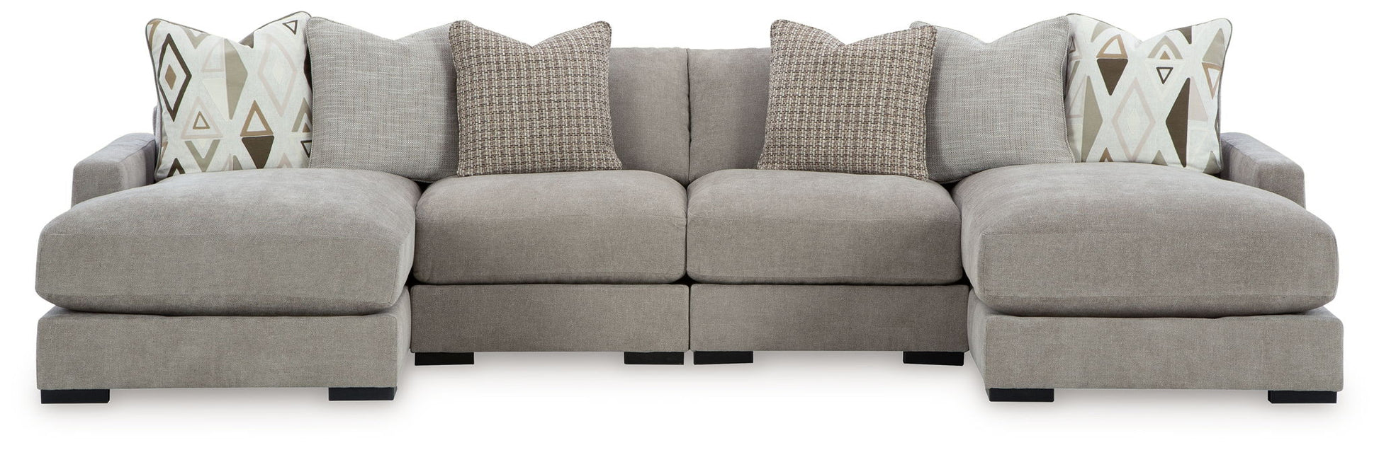 Aslan Court - Sectional With Ottoman Set - Hornell Furniture Outlet