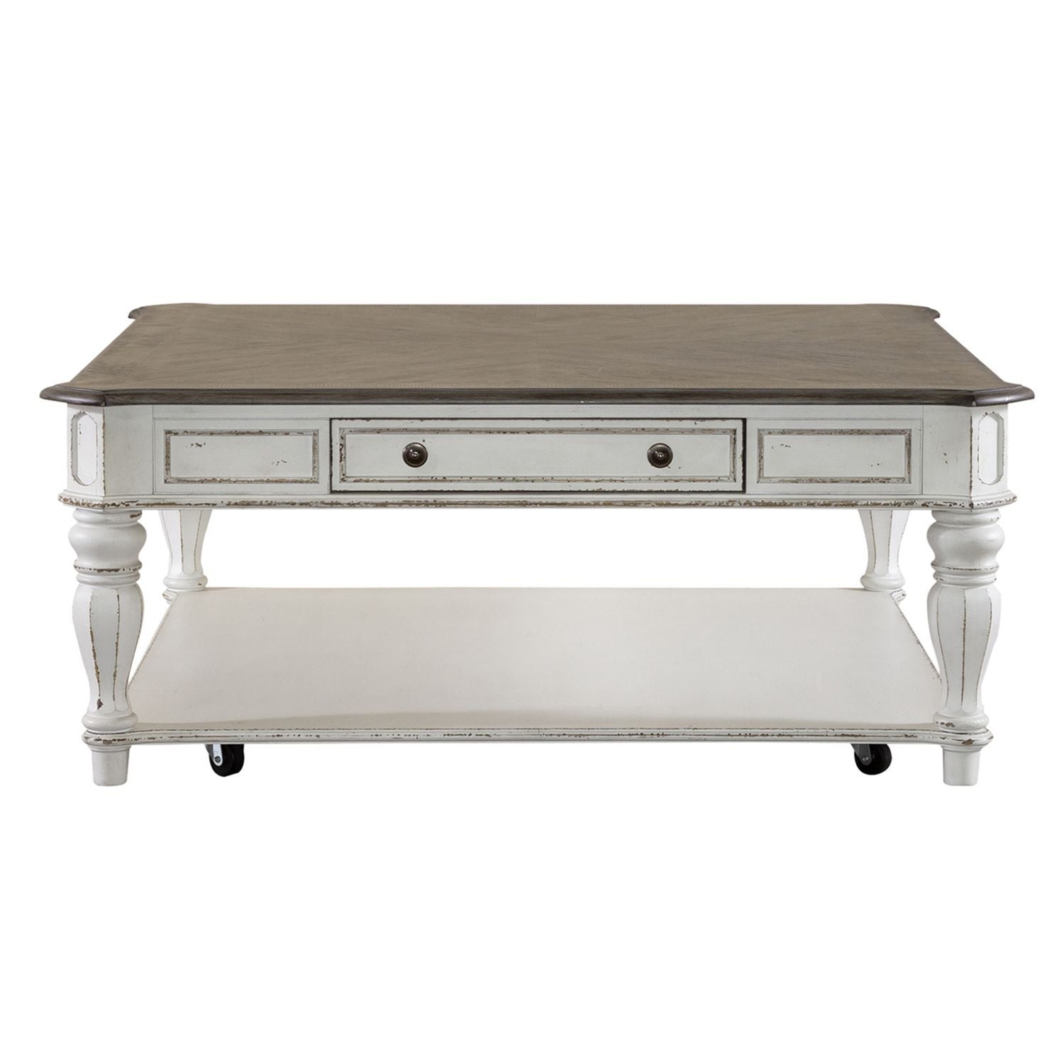 Magnolia Manor - Oversized Square Cocktail Table - White - Hornell Furniture Outlet