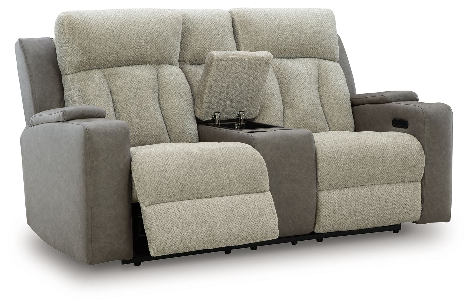 WhipLash - Sisal - Power Reclining Loveseat With Console / Adj Headrest - Hornell Furniture Outlet