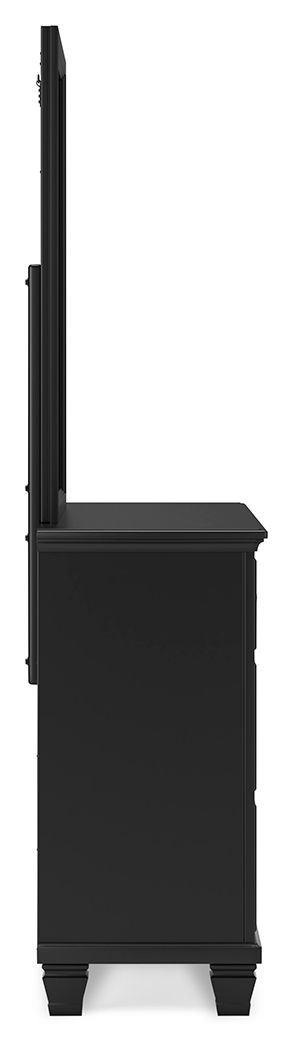 Lanolee - Black - Dresser And Mirror - Hornell Furniture Outlet