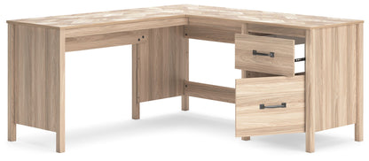 Battelle - Tan - 60" Home Office Desk With Return - Hornell Furniture Outlet