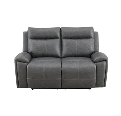 Gaston - Manual Reclining Loveseat - Gray - Hornell Furniture Outlet
