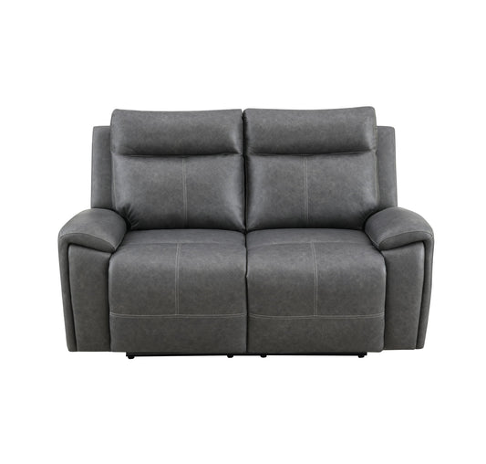 Gaston - Manual Reclining Loveseat - Gray - Hornell Furniture Outlet