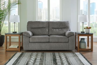 Bindura - Mineral - Glider Loveseat - Hornell Furniture Outlet