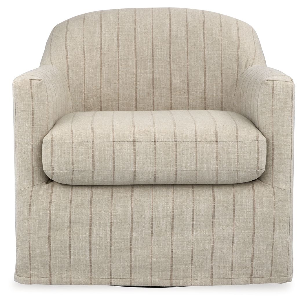 Valwick - Swivel Accent Chair - Cream / Brown - Hornell Furniture Outlet