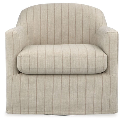 Valwick - Swivel Accent Chair - Cream / Brown - Hornell Furniture Outlet