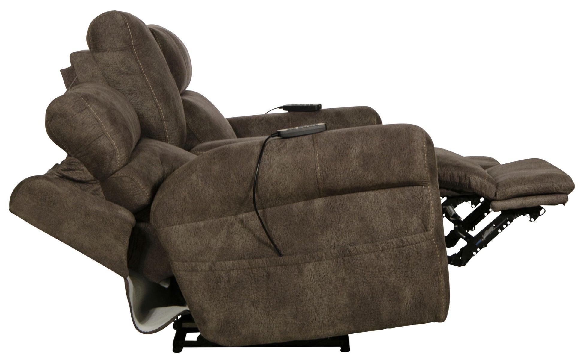 Tranquility - Power Headrest Power Lay Flat Reclining Cons Loveseat With CR3 Heat / Massage / Lumbar - Pewter - Hornell Furniture Outlet