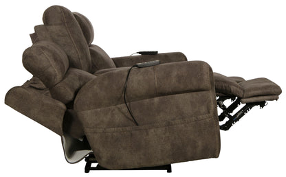 Tranquility - Power Headrest Power Lay Flat Reclining Cons Loveseat With CR3 Heat / Massage / Lumbar - Pewter - Hornell Furniture Outlet