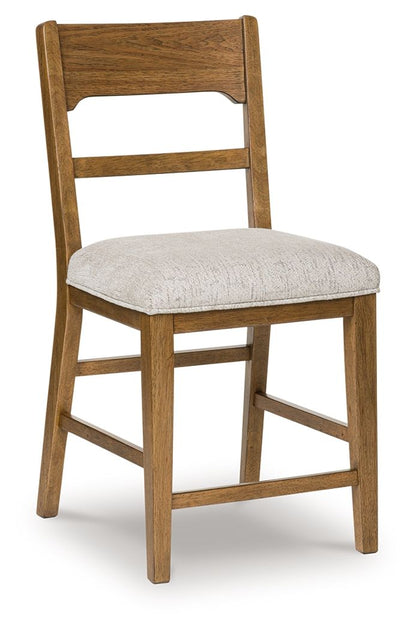 Cabalynn - Oatmeal / Light Brown - Upholstered Barstool (Set of 2) - Hornell Furniture Outlet