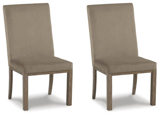 Chrestner - Dining UPH Side Chair (Set of 2) - Gray / Brown - Hornell Furniture Outlet