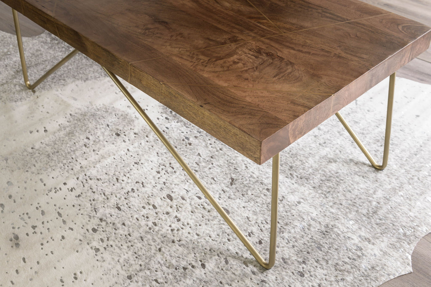 Walter - Brass Inlay Cocktail Table - Brown - Hornell Furniture Outlet