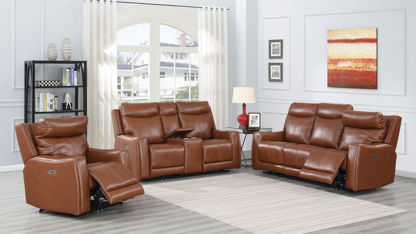 Natalia - Recliner Dual Power Coach - Dark Brown - Hornell Furniture Outlet