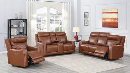 Natalia - Recliner Dual Power Coach - Dark Brown - Hornell Furniture Outlet