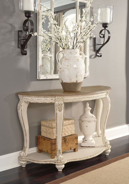 Realyn - Sofa Table - White / Brown - Hornell Furniture Outlet