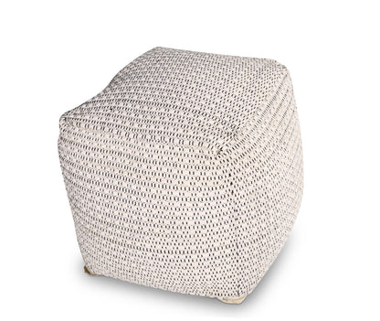 Hakim - Square Handwoven Woolen Pouf - White - Hornell Furniture Outlet