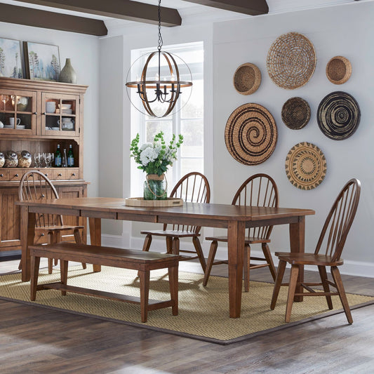Hearthstone Ridge - 6 Piece Rectangular Table Set (Upholstered Chairs) - Tobacco & Black - Hornell Furniture Outlet