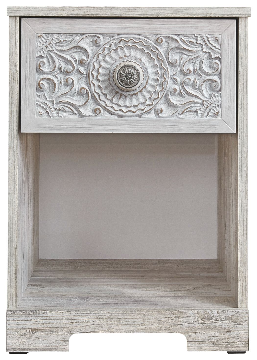 Paxberry - Whitewash - One Drawer Night Stand - Hornell Furniture Outlet