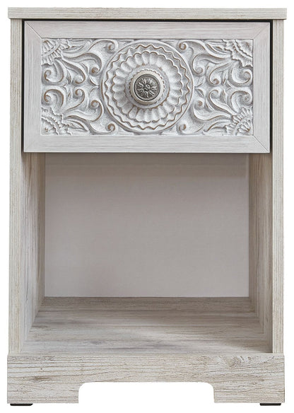 Paxberry - Whitewash - One Drawer Night Stand - Hornell Furniture Outlet