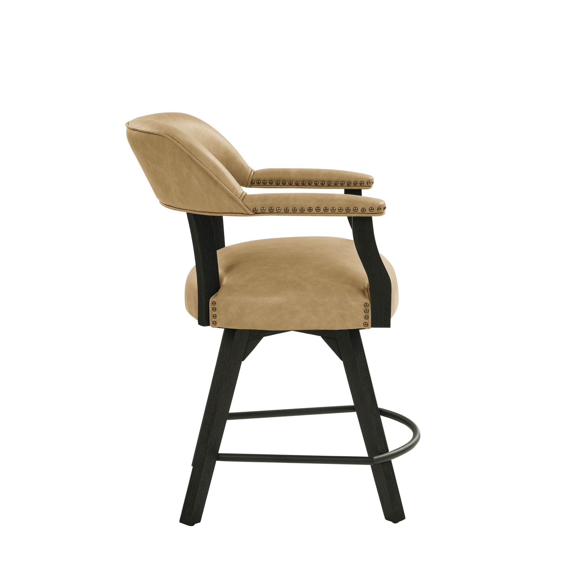 Rylie - Counter Captains Chair Vegan Leather - Black / Sand - Hornell Furniture Outlet