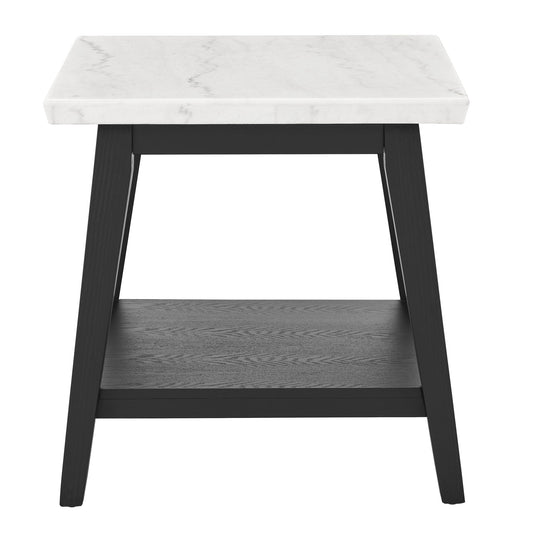 Vida - Marble End Table - Black / White - Hornell Furniture Outlet