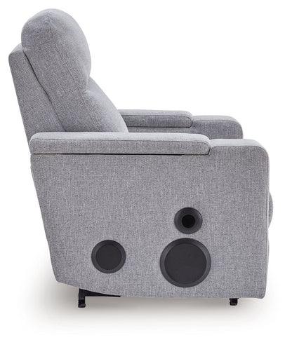 Pineland - Pewter - Glider Power Recliner With Audio System - Hornell Furniture Outlet