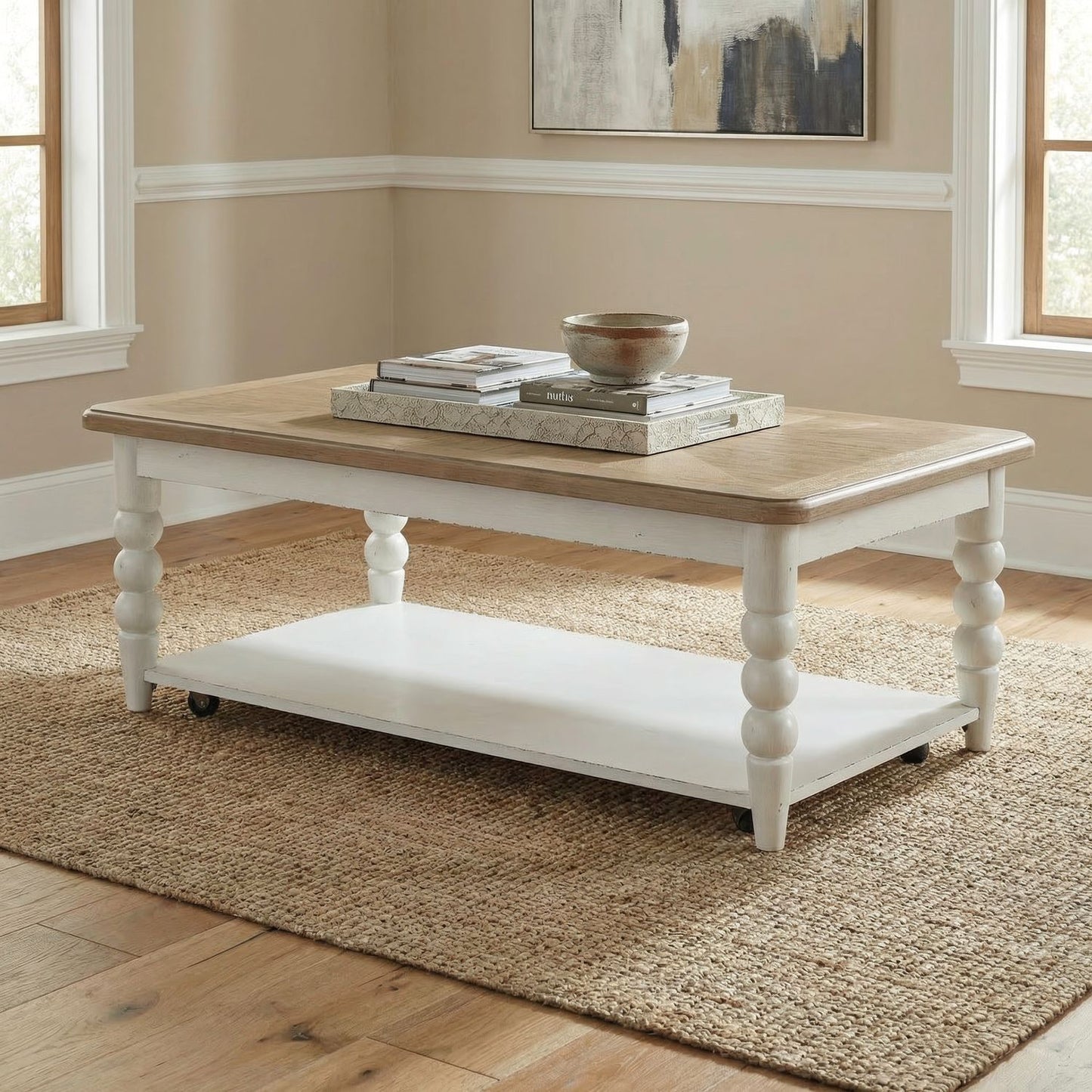 Turnberry Park - Rectangular Cocktail Table - Washed White - Hornell Furniture Outlet