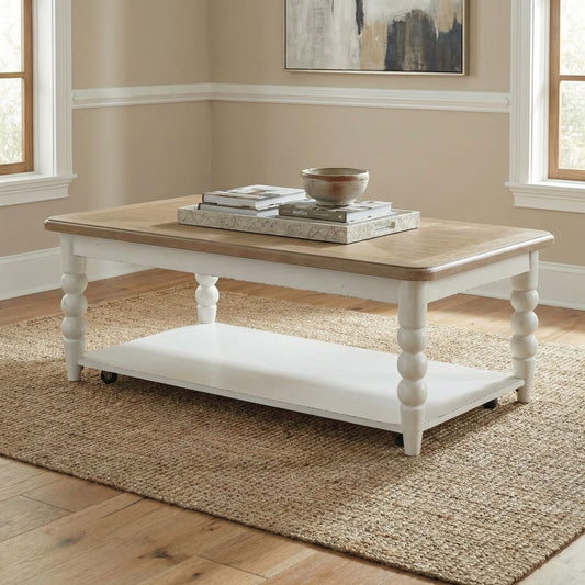 Turnberry Park - Rectangular Cocktail Table - Washed White - Hornell Furniture Outlet