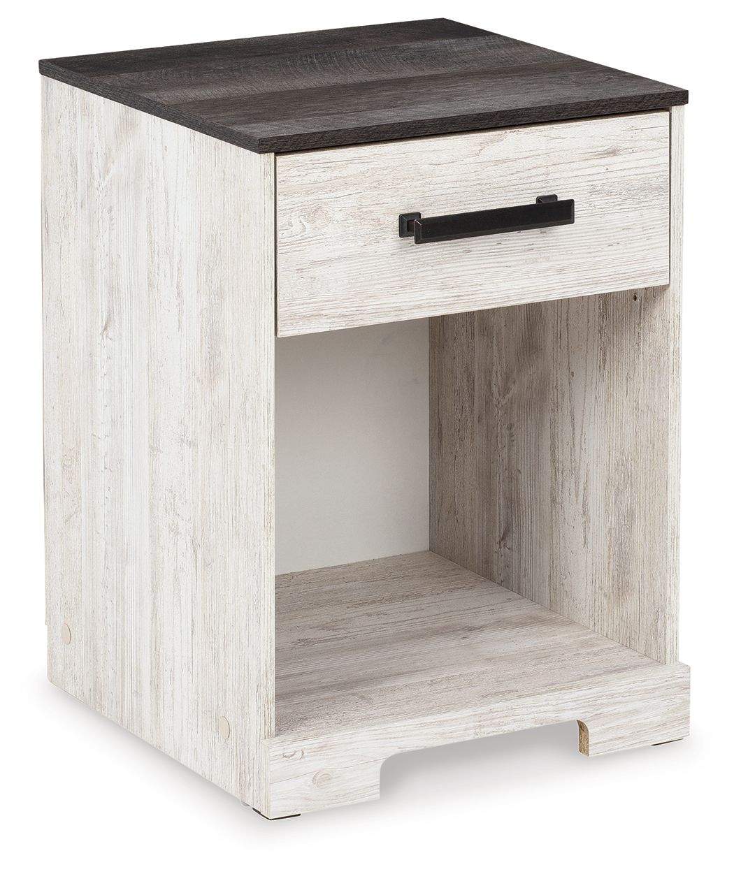 Shawburn - One Drawer Night Stand - Whitewash / Charcoal Gray - Hornell Furniture Outlet