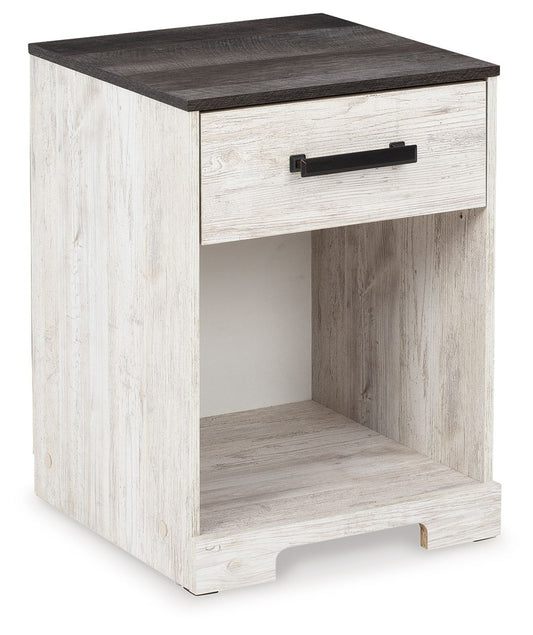 Shawburn - One Drawer Night Stand - Whitewash / Charcoal Gray - Hornell Furniture Outlet