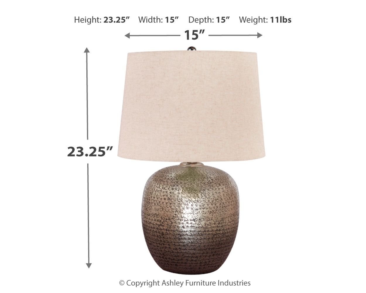 Magalie - Antique Silver Finish - Metal Table Lamp - Hornell Furniture Outlet