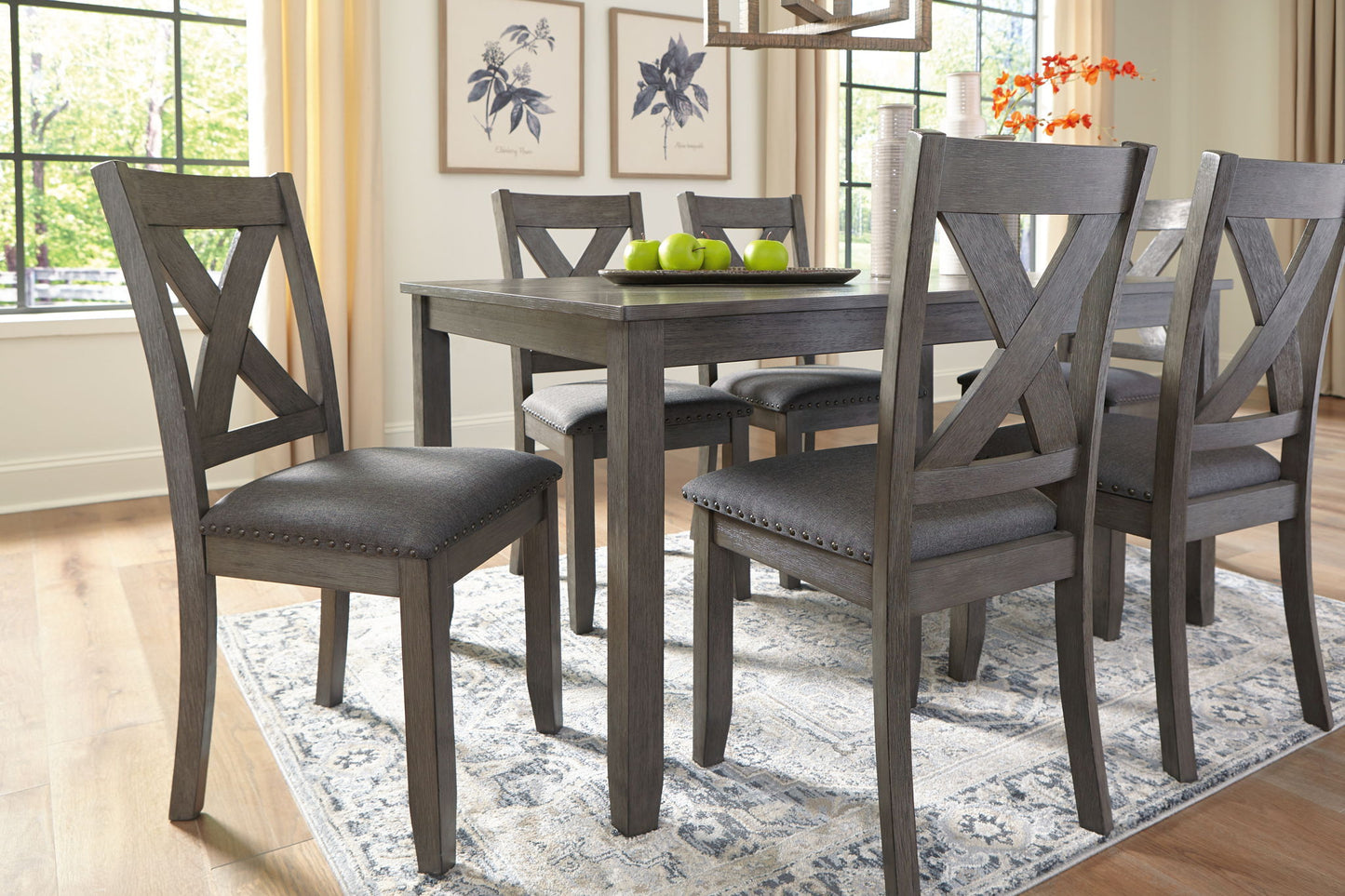 Caitbrook - RECT DRM Table Set (Set of 7) - Gray - Hornell Furniture Outlet