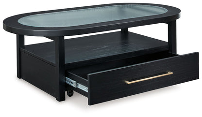 Winbardi - Black - Oval Cocktail Table - Hornell Furniture Outlet