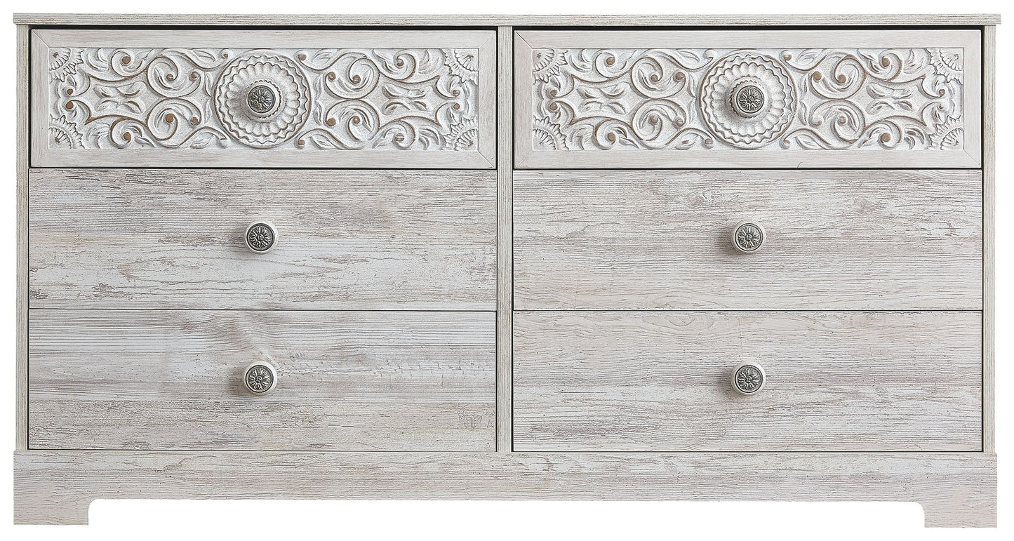 Paxberry - Whitewash - Six Drawer Dresser - Vinyl - Wrapped - Hornell Furniture Outlet
