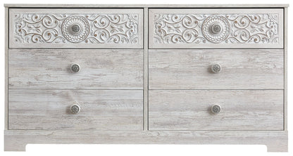 Paxberry - Whitewash - Six Drawer Dresser - Vinyl - Wrapped - Hornell Furniture Outlet