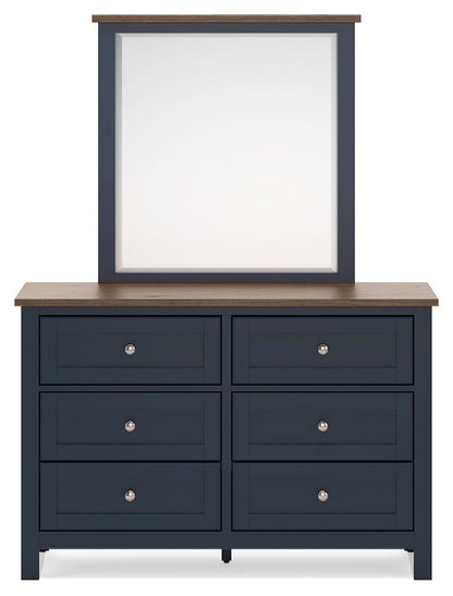 Landocken - Brown / Blue - Dresser and Mirror - Hornell Furniture Outlet