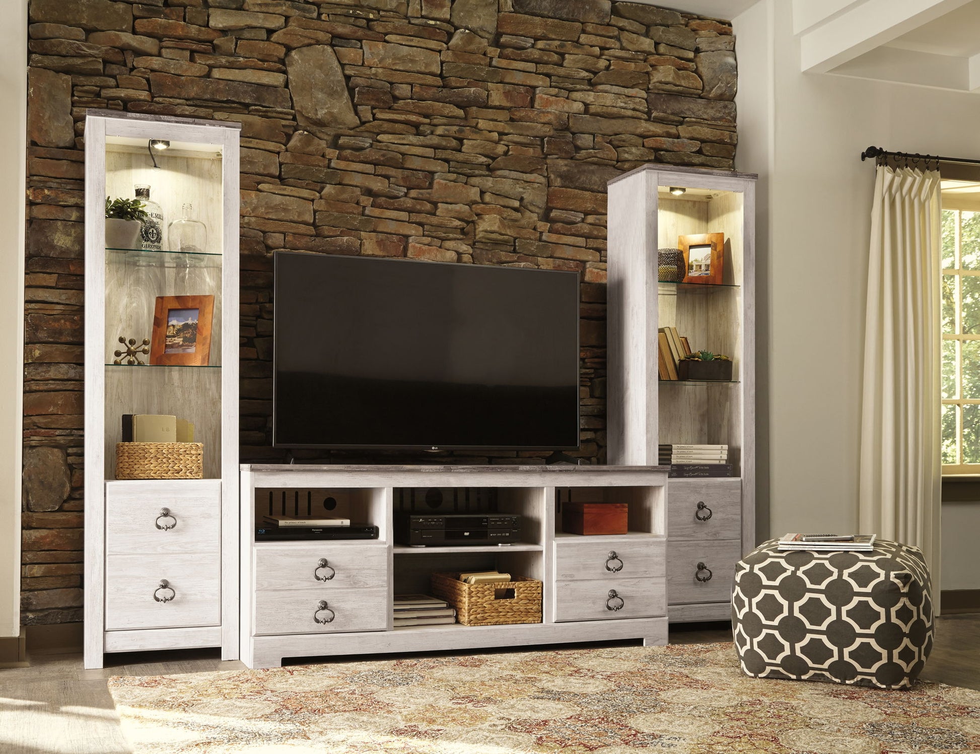 Willowton - Entertainment Center With Fireplace Option - Hornell Furniture Outlet