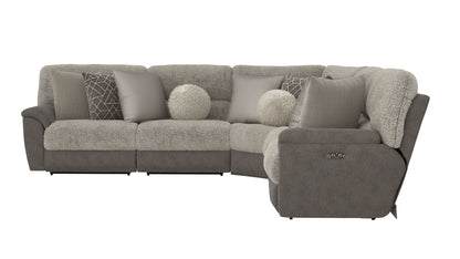Rendezvous - 5 Piece Modular Sectional With 3 Reclining Seats & Castered Cocktail Ottoman - Umber - Hornell Furniture Outlet