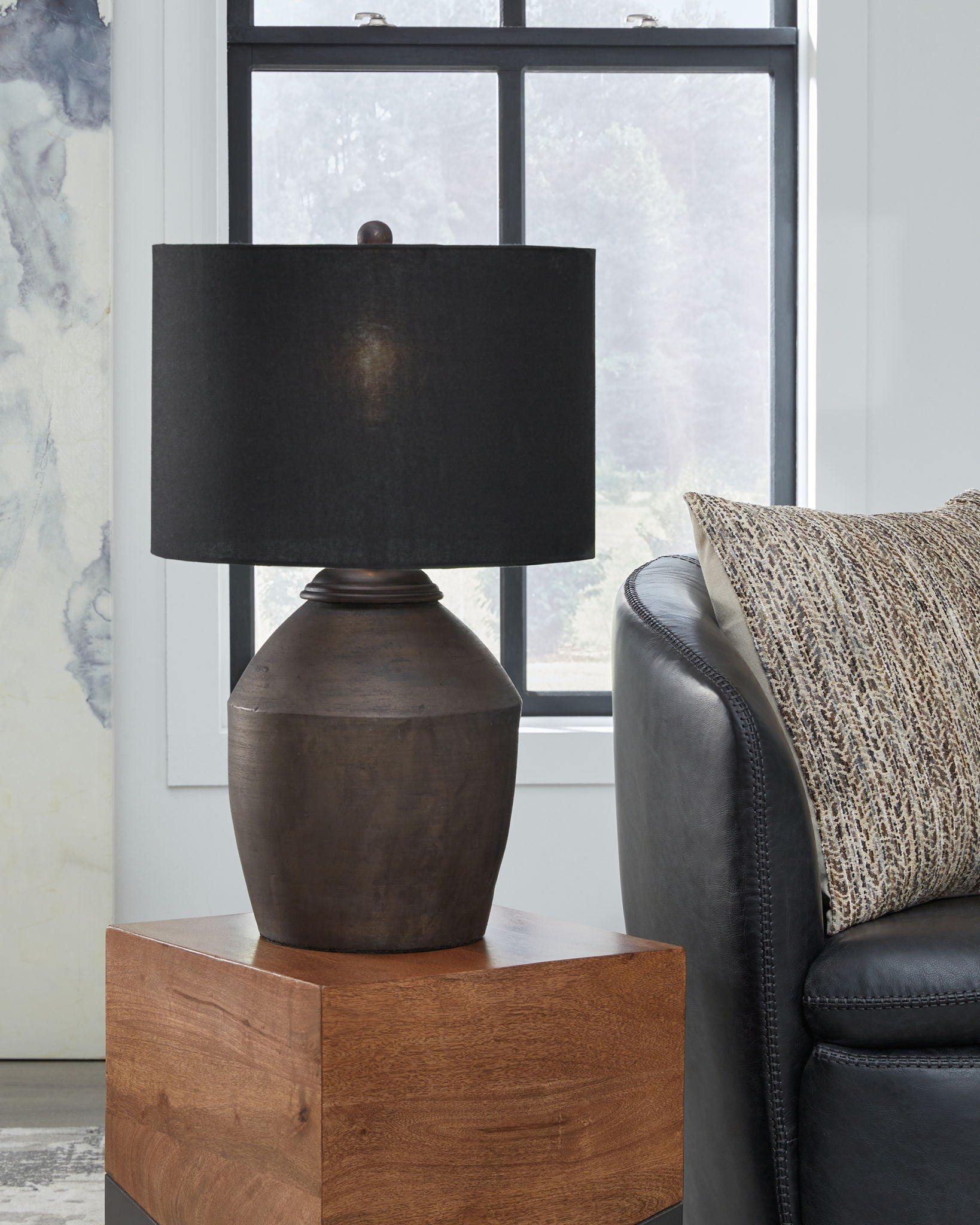Naareman - Metallic Black - Terracotta Table Lamp - Hornell Furniture Outlet