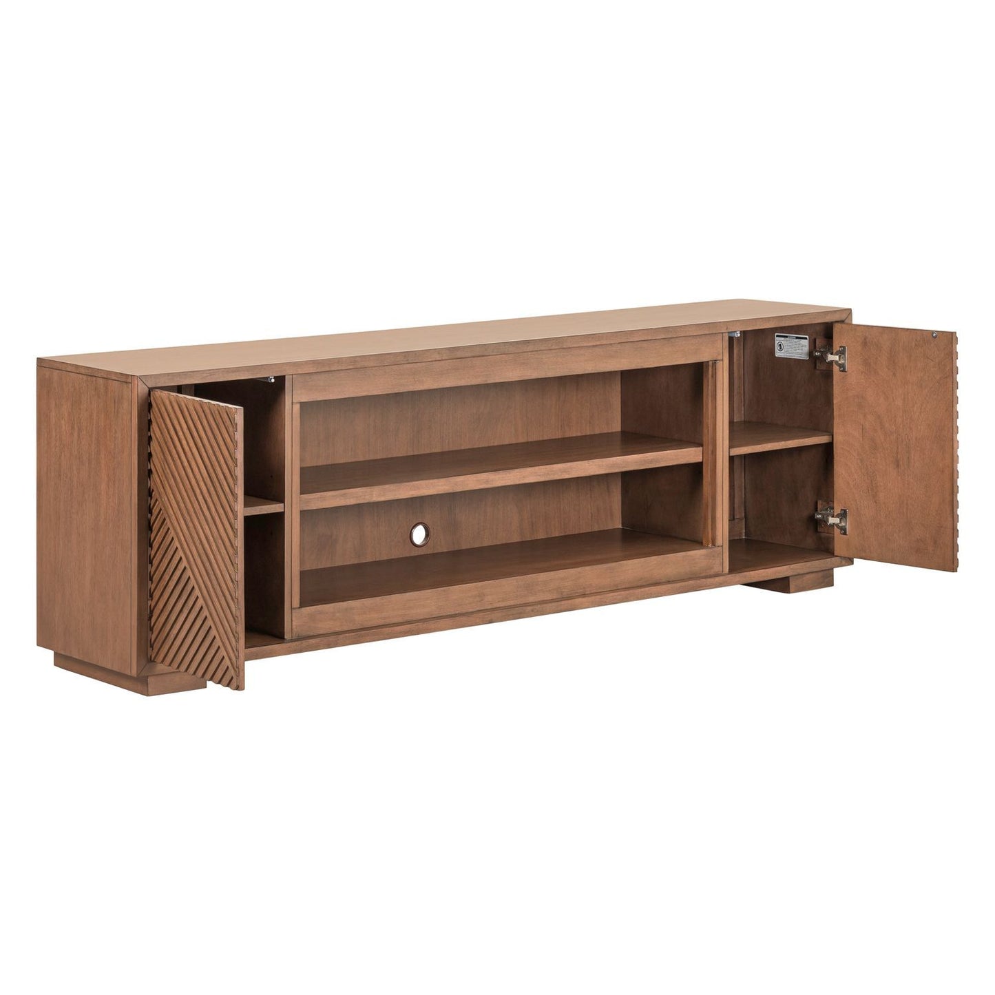 Fireplace TV Consoles - 84'' Fireplace TV Console Multiplees - Light Brown - Hornell Furniture Outlet