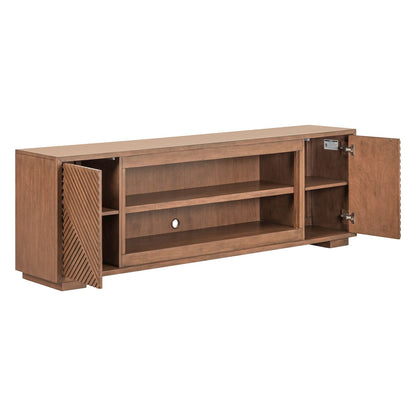 Fireplace TV Consoles - 84'' Fireplace TV Console Multiplees - Light Brown - Hornell Furniture Outlet