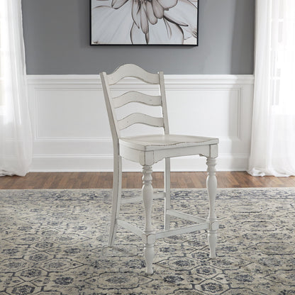 Magnolia Manor - Ladder Back Counter Chair - White - Hornell Furniture Outlet