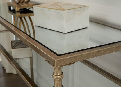 Cloverty - Aged Gold Finish - Sofa Table - Hornell Furniture Outlet