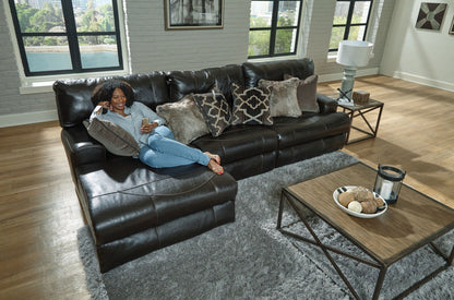 Como - 3 Piece Italian Leather Match Reclining Sectional - Hornell Furniture Outlet