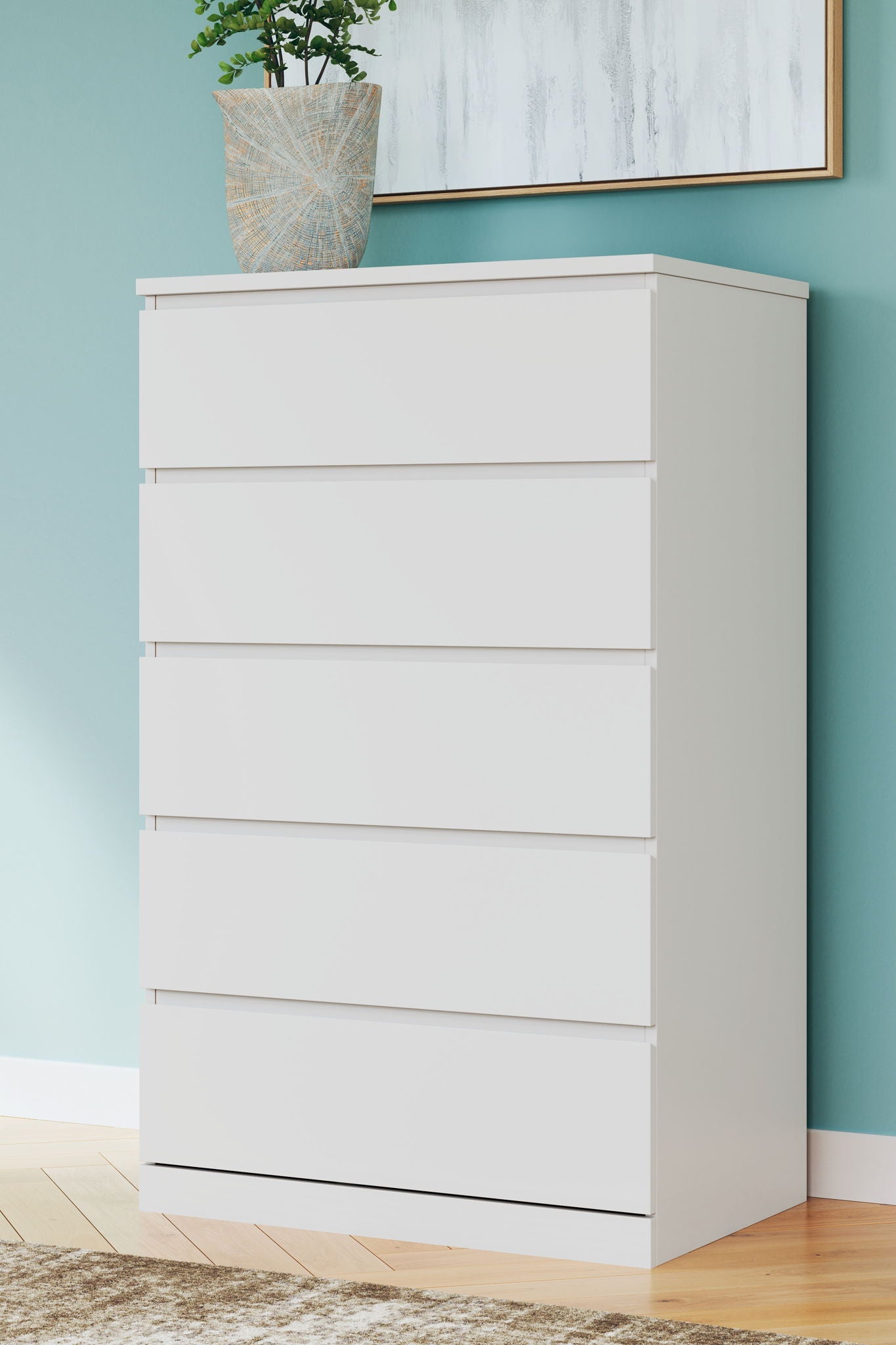 Onita - White - Five Drawer Chest - Hornell Furniture Outlet