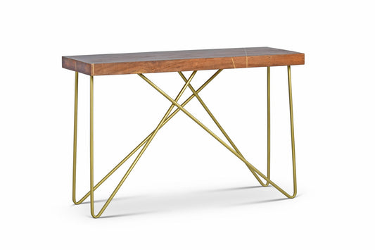Walter - Brass Inlay Sofa Table - Brown - Hornell Furniture Outlet