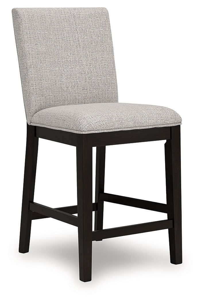 Neymorton - 5 Pc. - Rectangular Dining Room Counter Table, 4 Barstools - Dark Grayish Brown - Hornell Furniture Outlet