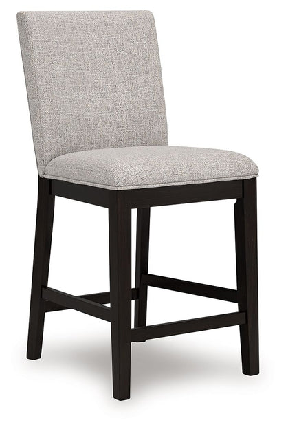 Neymorton - 5 Pc. - Rectangular Dining Room Counter Table, 4 Barstools - Dark Grayish Brown - Hornell Furniture Outlet