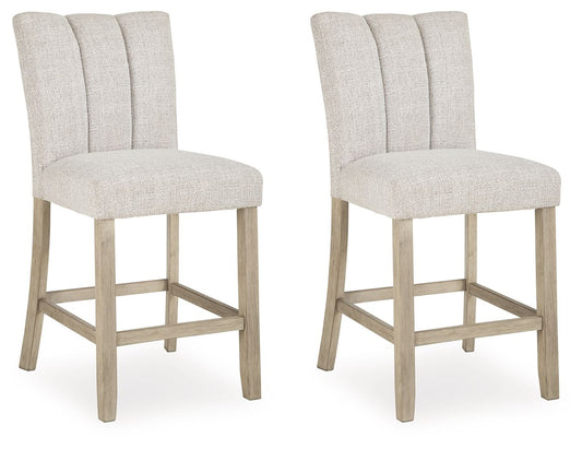 Larawyn - Upholstered Barstool (Set of 2) - Bisque - Hornell Furniture Outlet