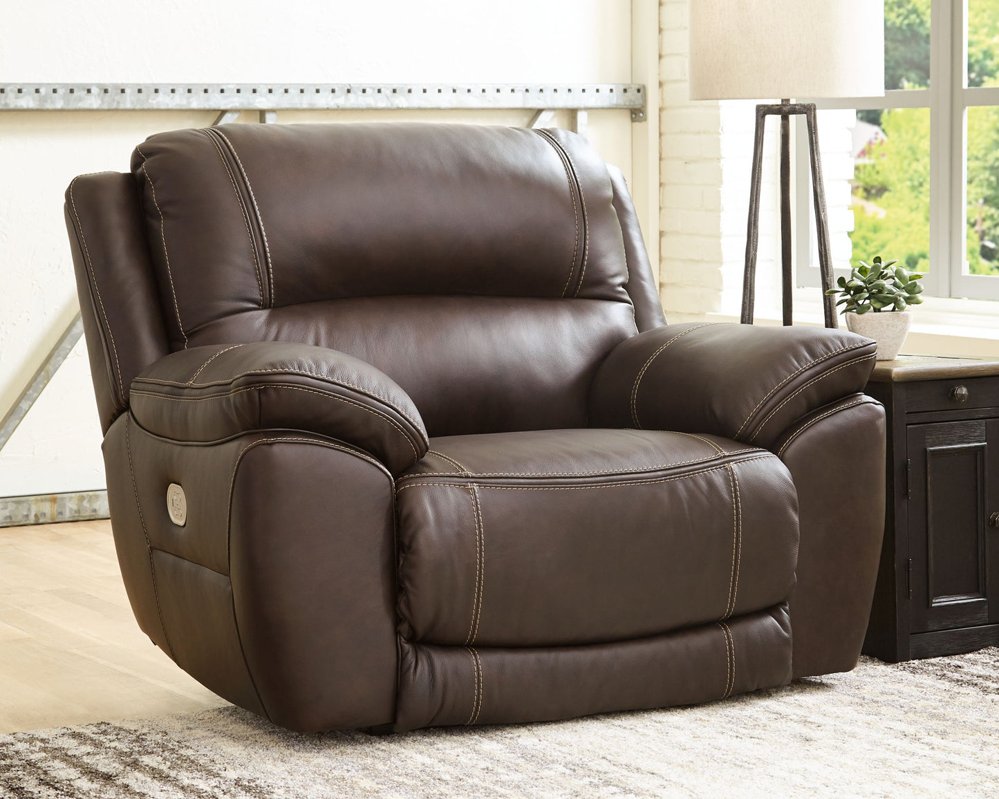 Dunleith - Chocolate - Zero Wall Recliner w/PWR HDRST - Hornell Furniture Outlet